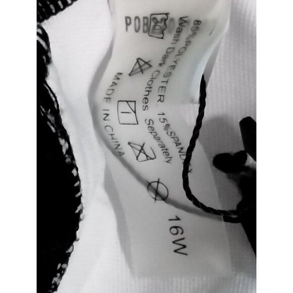 Daci Striped 16W One Piece Swimsuit Tummy Control V-Neck Design Hollow-Out Style - Picture 6 of 10